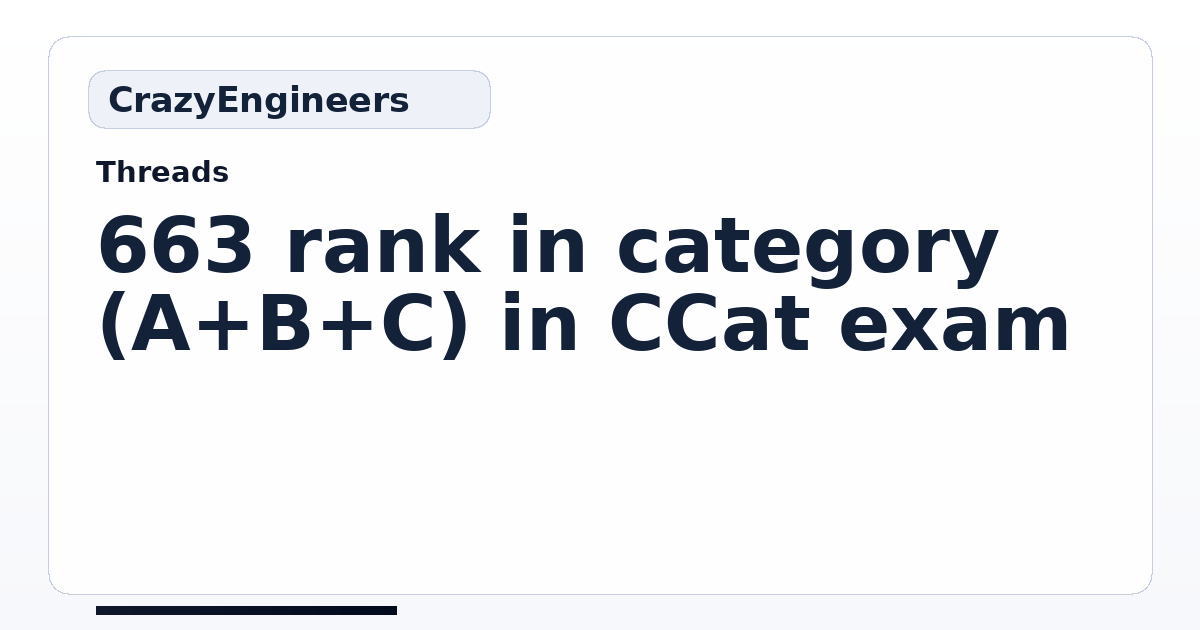663 rank in category (A+B+C) in CCat exam | CrazyEngineers