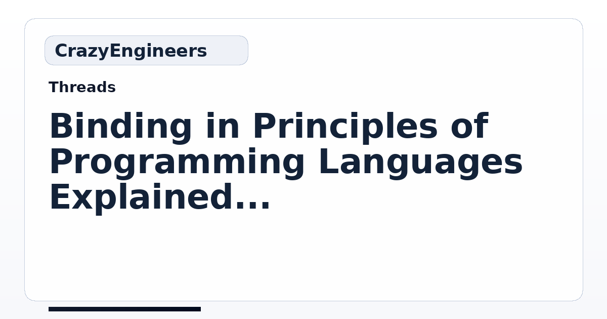 Binding in Principles of Programming Languages Explained - Video ...