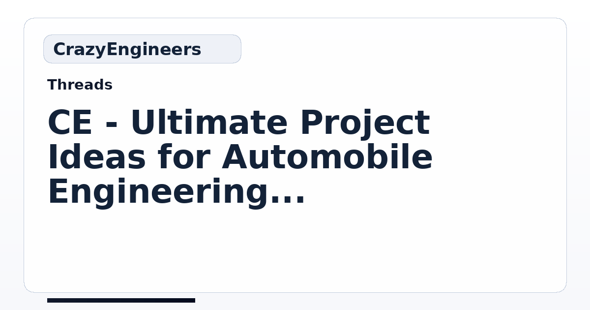 CE - Ultimate Project Ideas for Automobile Engineering - 2017 - 2018 ...
