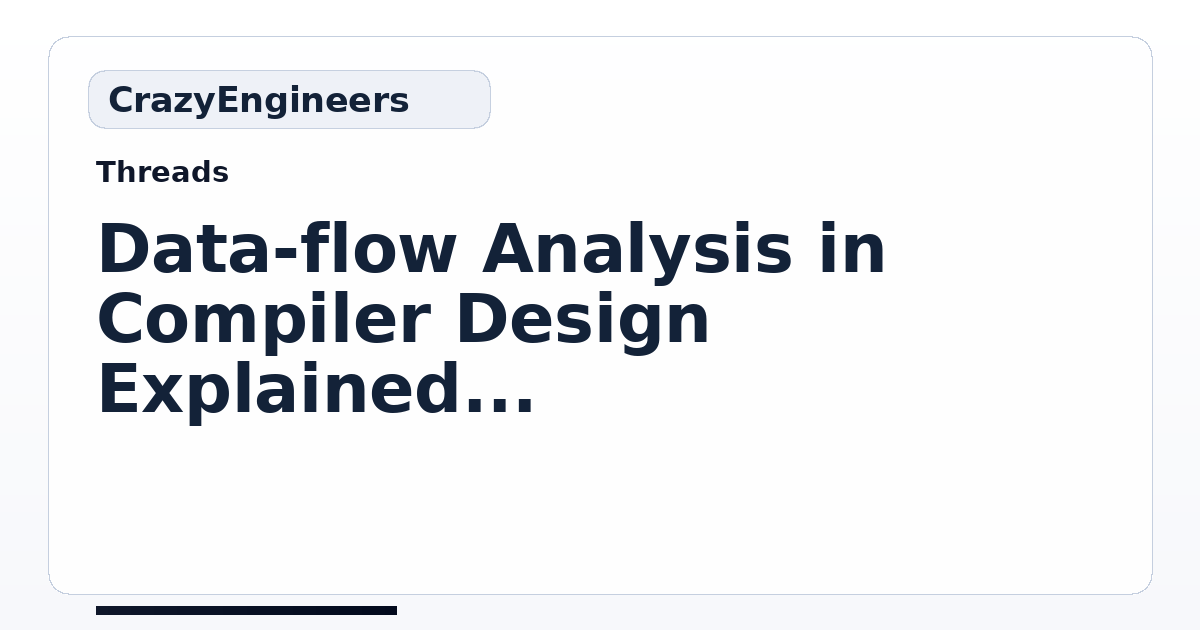 Data-flow Analysis in Compiler Design Explained - Video Lecture ...