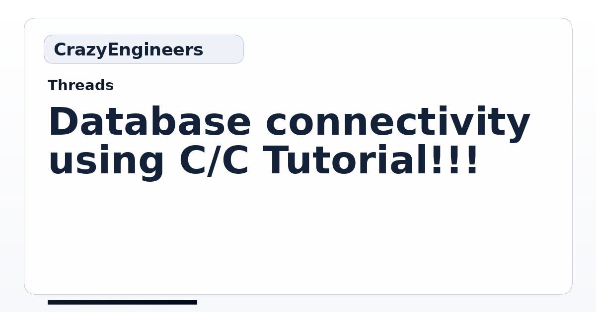 Database connectivity using C/C++ Tutorial!!! | CrazyEngineers