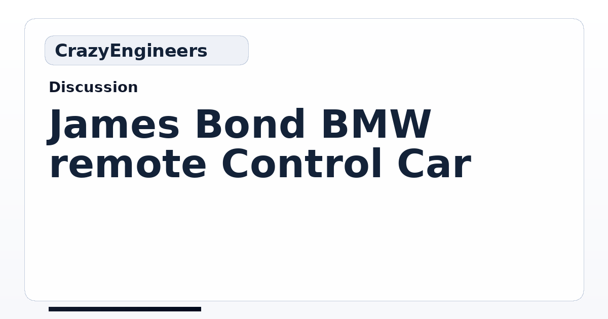 James Bond BMW remote Control Car | CrazyEngineers