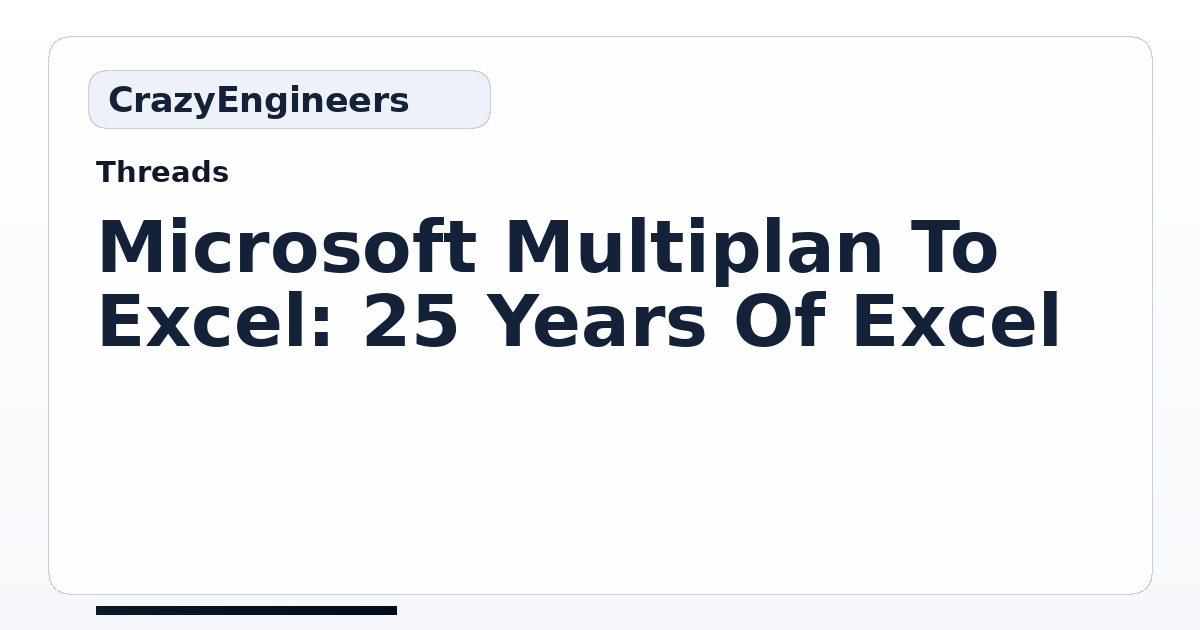 Microsoft Multiplan To Excel: 25 Years Of Excel | CrazyEngineers