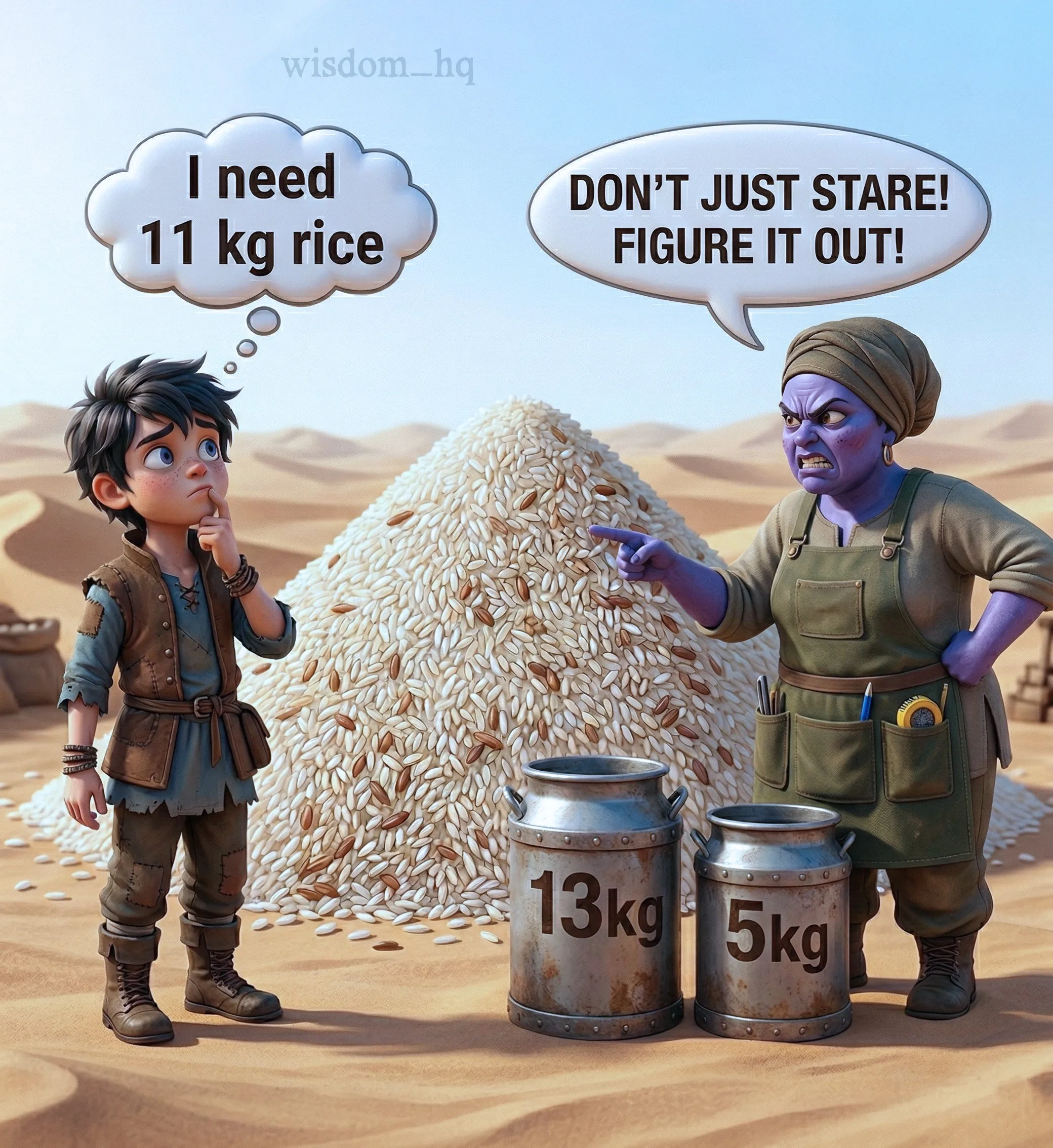 Puzzle 13 KG, 5KG Containsers To Measure 11 KG Rice Puzzle 13 KG, 5KG Containsers To Measure 11 KG Rice