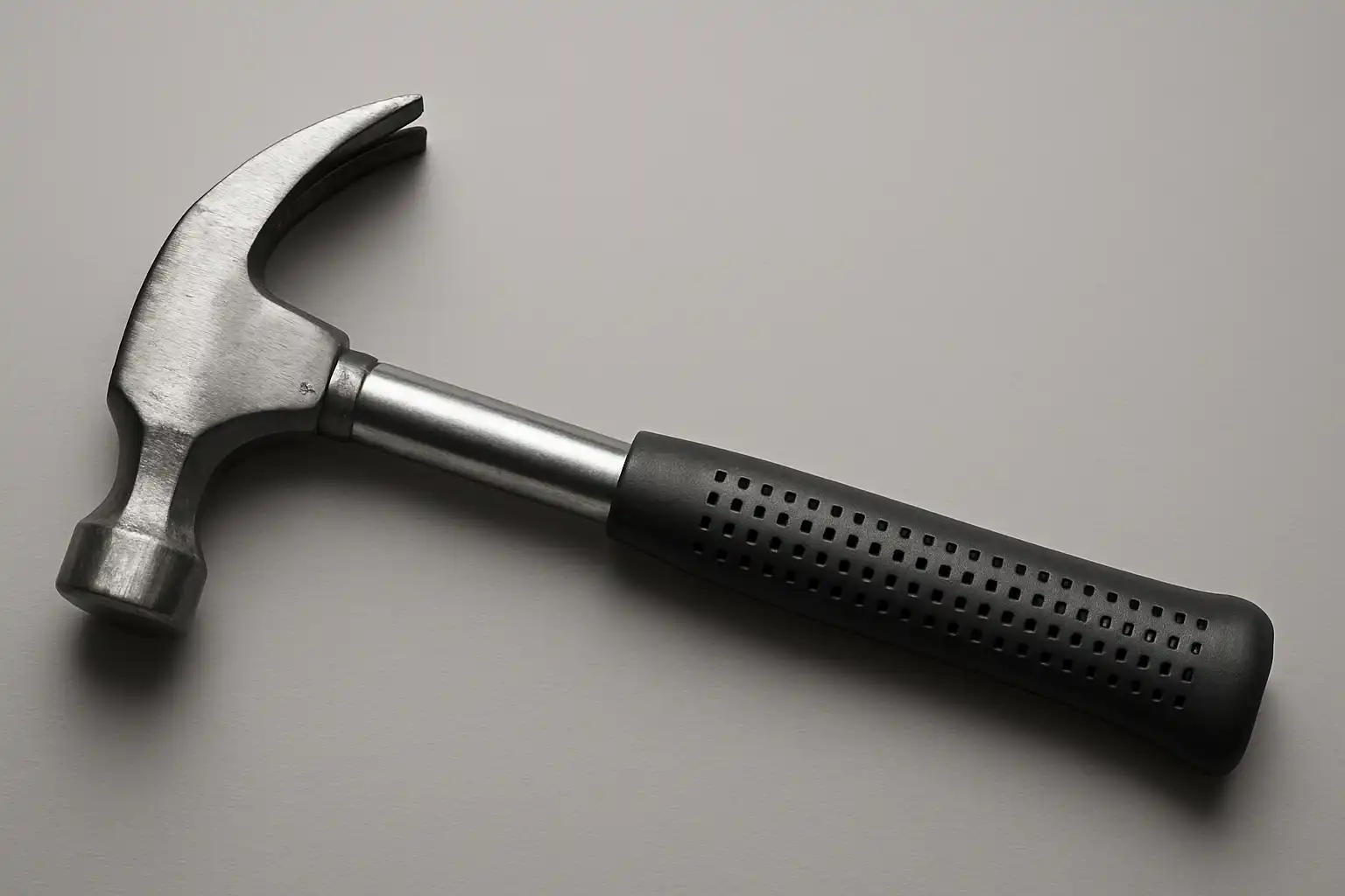 A claw hammer is used for driving nails into wood and removing them using the curved claw.
It’s a common tool in carpentry and general household repairs.